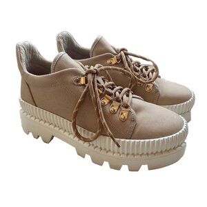Silent D Platform Canvas Oxford Platform Beige Sneaker Shoes‎ SZ 37